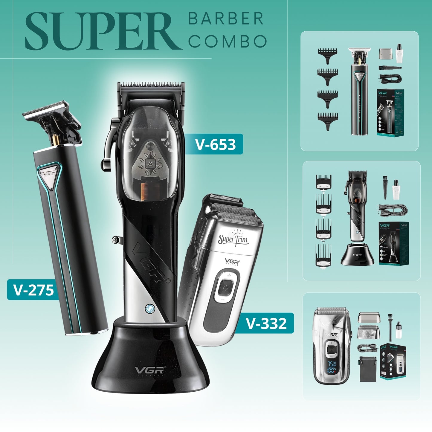 Maquina Para Cortar Cabello VGR Combo Clipper Trimmer Shaver