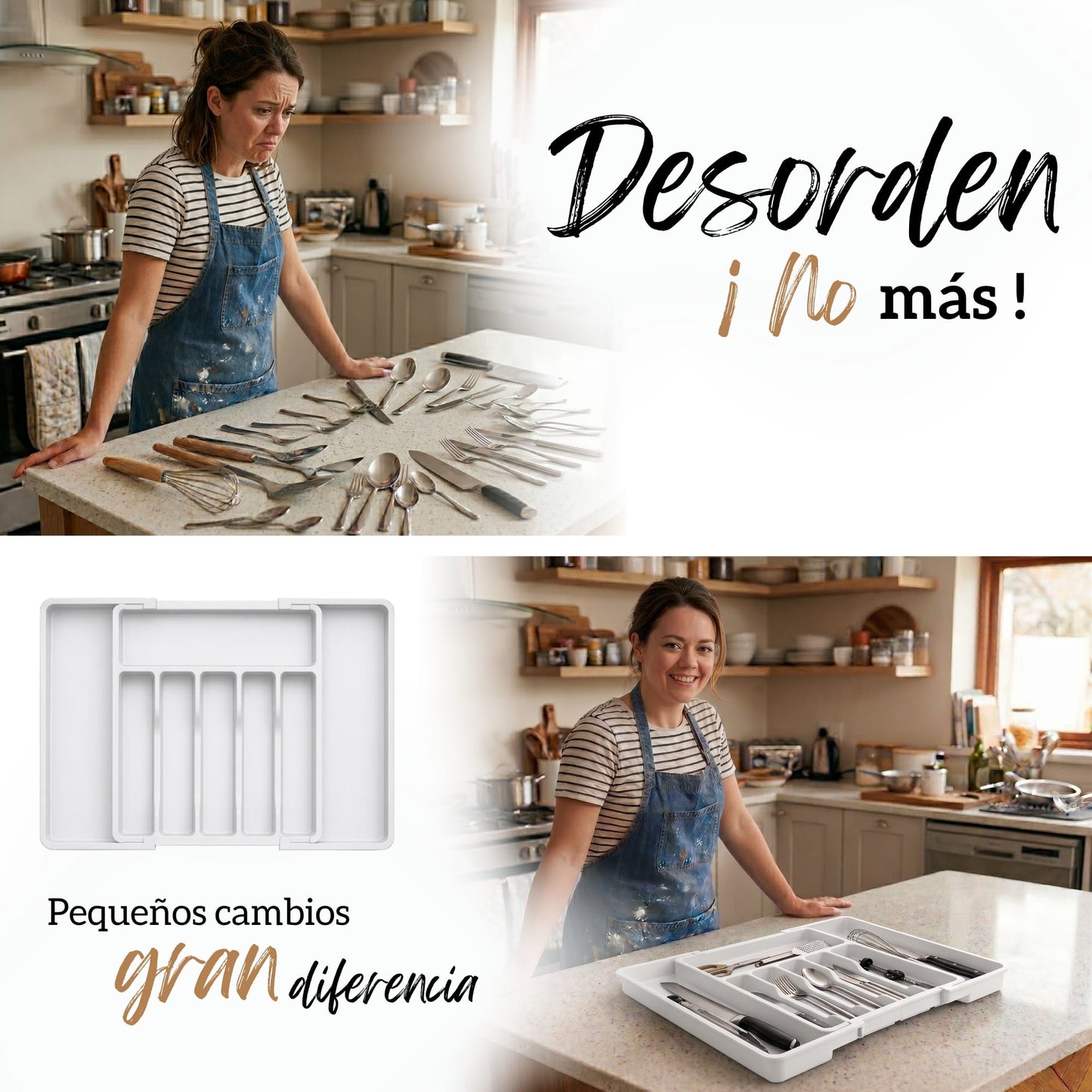 Organizador De Cubiertos Para Cajon Expansible 8 Divisiones
