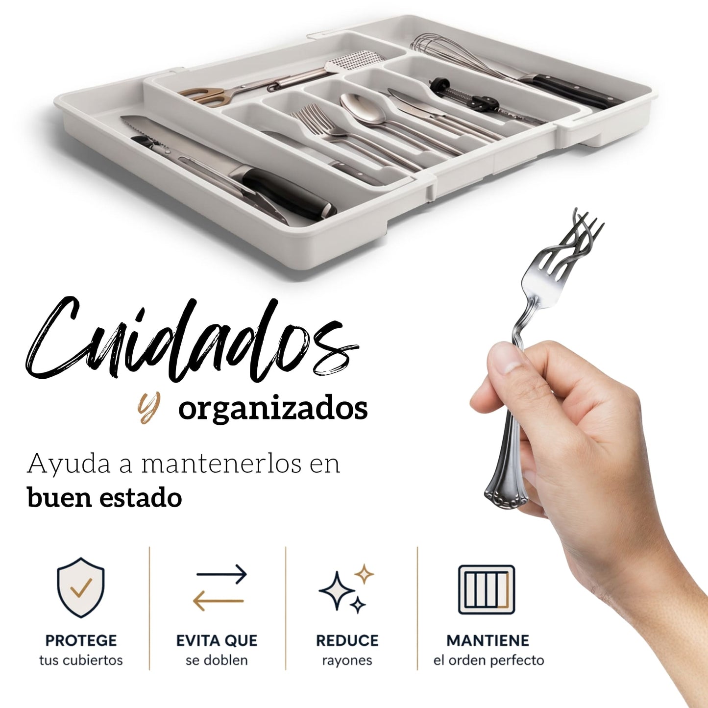 Organizador De Cubiertos Para Cajon Expansible 8 Divisiones