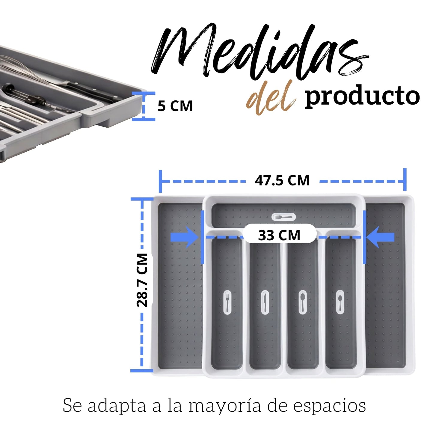 Organizador De Cubiertos Para Cajon Expansible Con Cubiertos