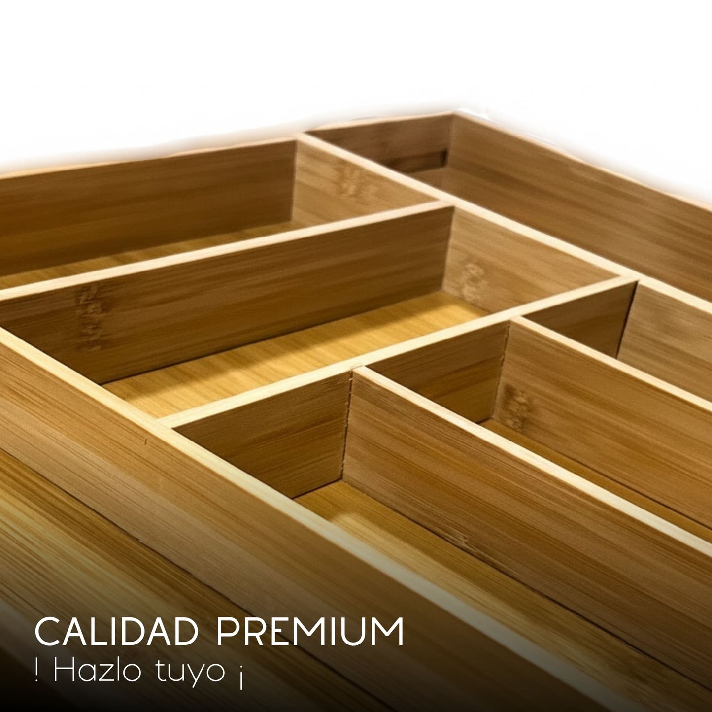Organizador de Cubiertos Para Cajon Ecomlab Bambu Expandible