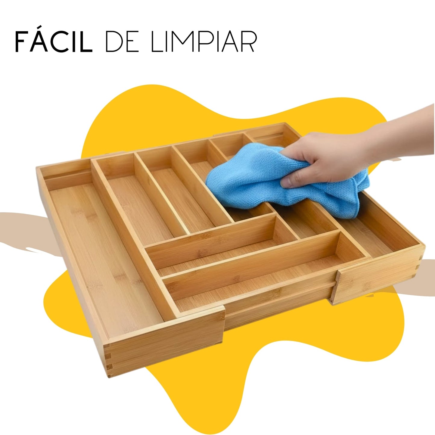 Organizador de Cubiertos Para Cajon Ecomlab Bambu Expandible
