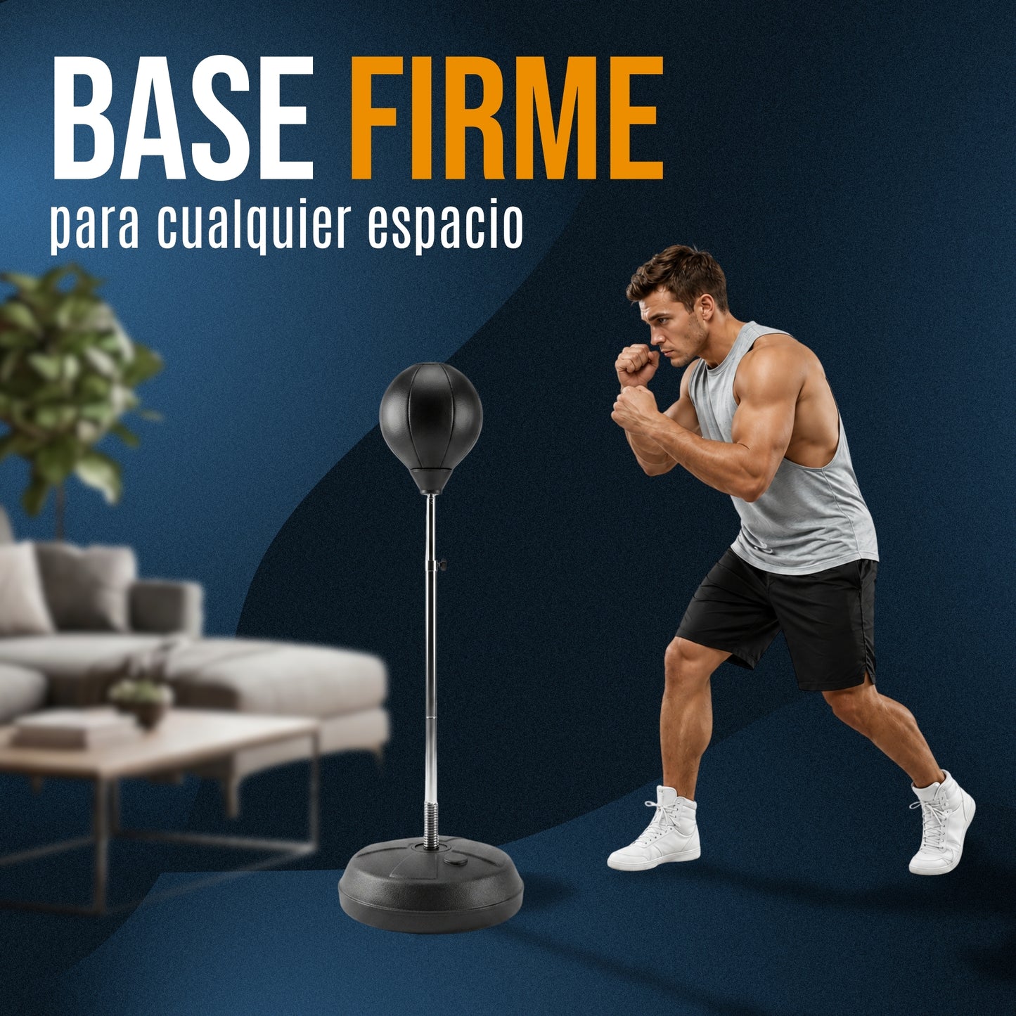 Pera De Boxeo Profesional Con Base, Sistema de Rebote con Resorte, Altura Regulable.