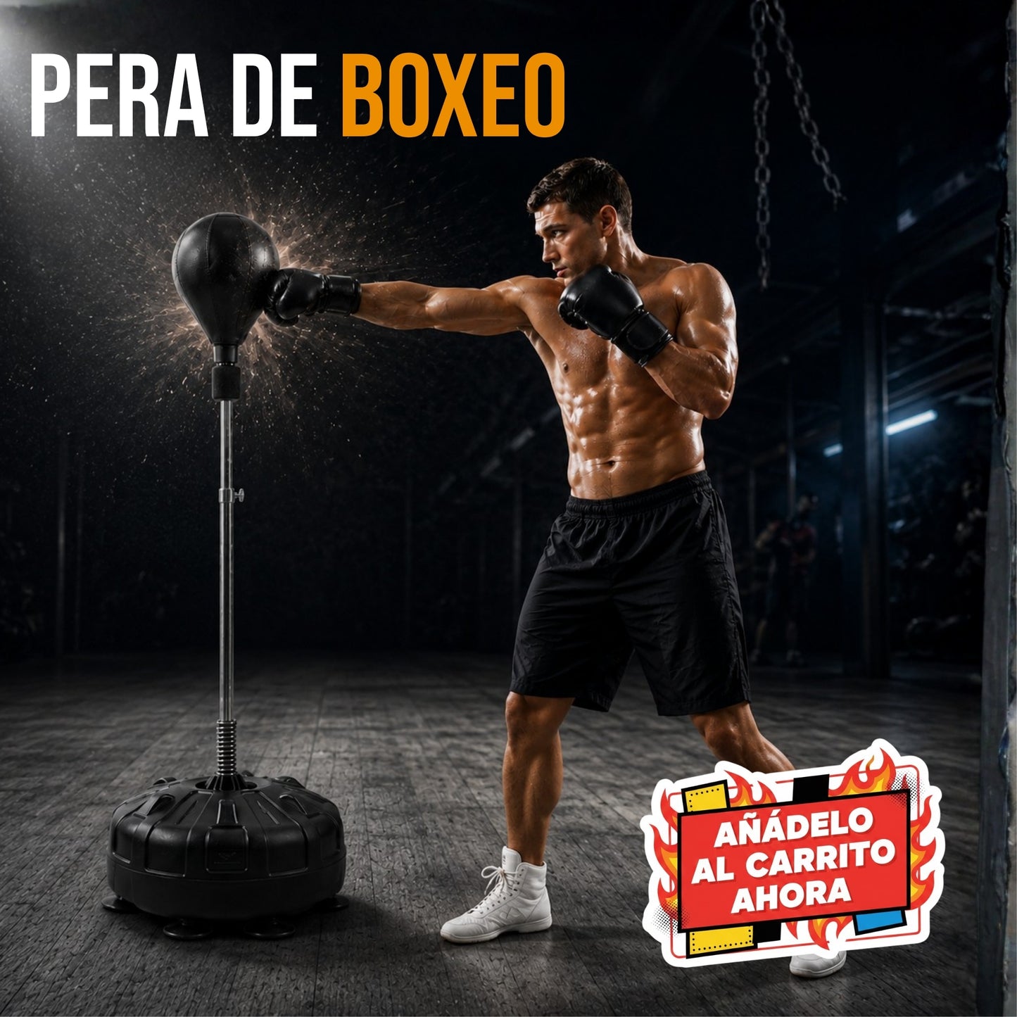 Pera De Boxeo Profesional Con Base, Altura Regulable Sistema de Rebote con Resorte