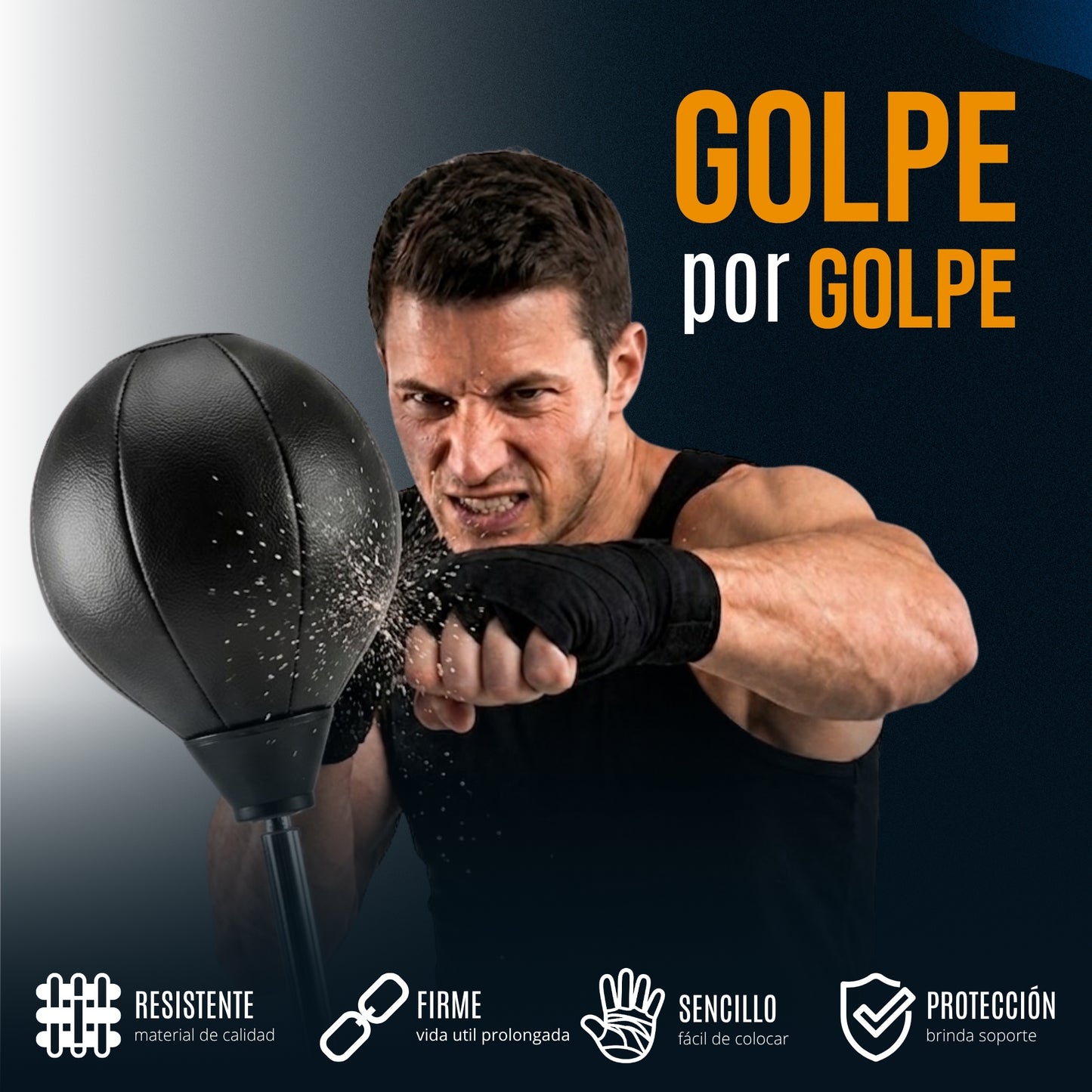 Pera De Boxeo Profesional Con Base, Sistema de Rebote con Resorte, Altura Regulable.