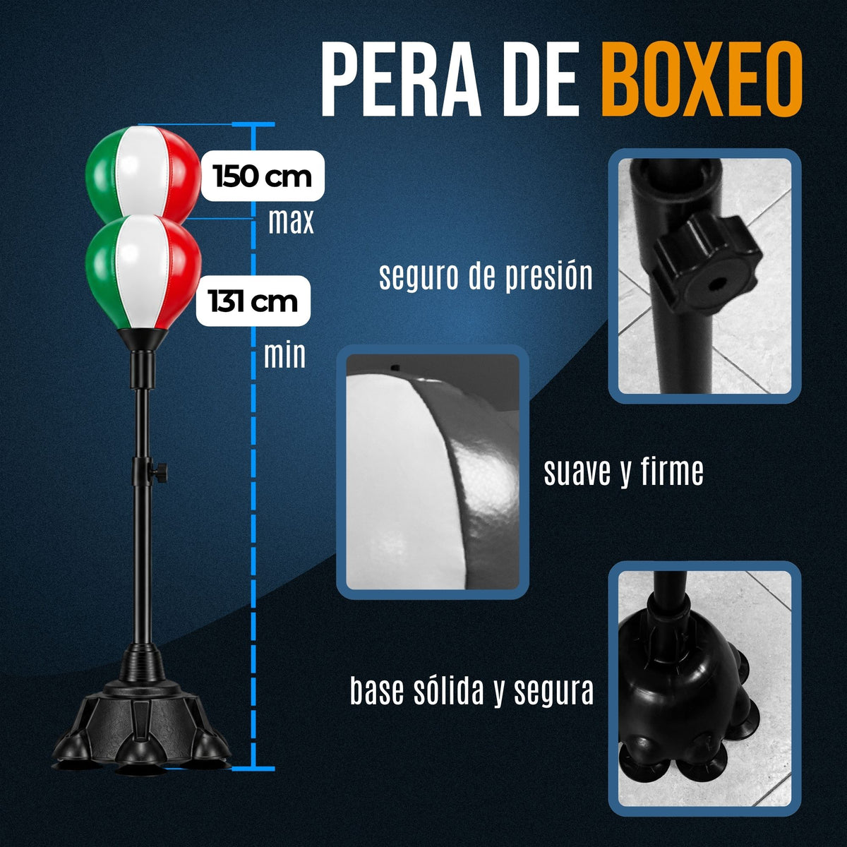 Pera De Boxeo Profesional Con Base Altura Ajustable