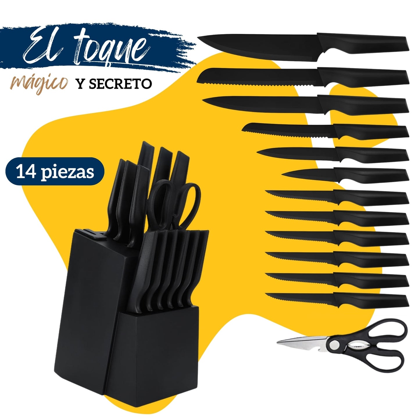 Set de Cuchillos de Cocina Ecomlab Base Madera con Afilador