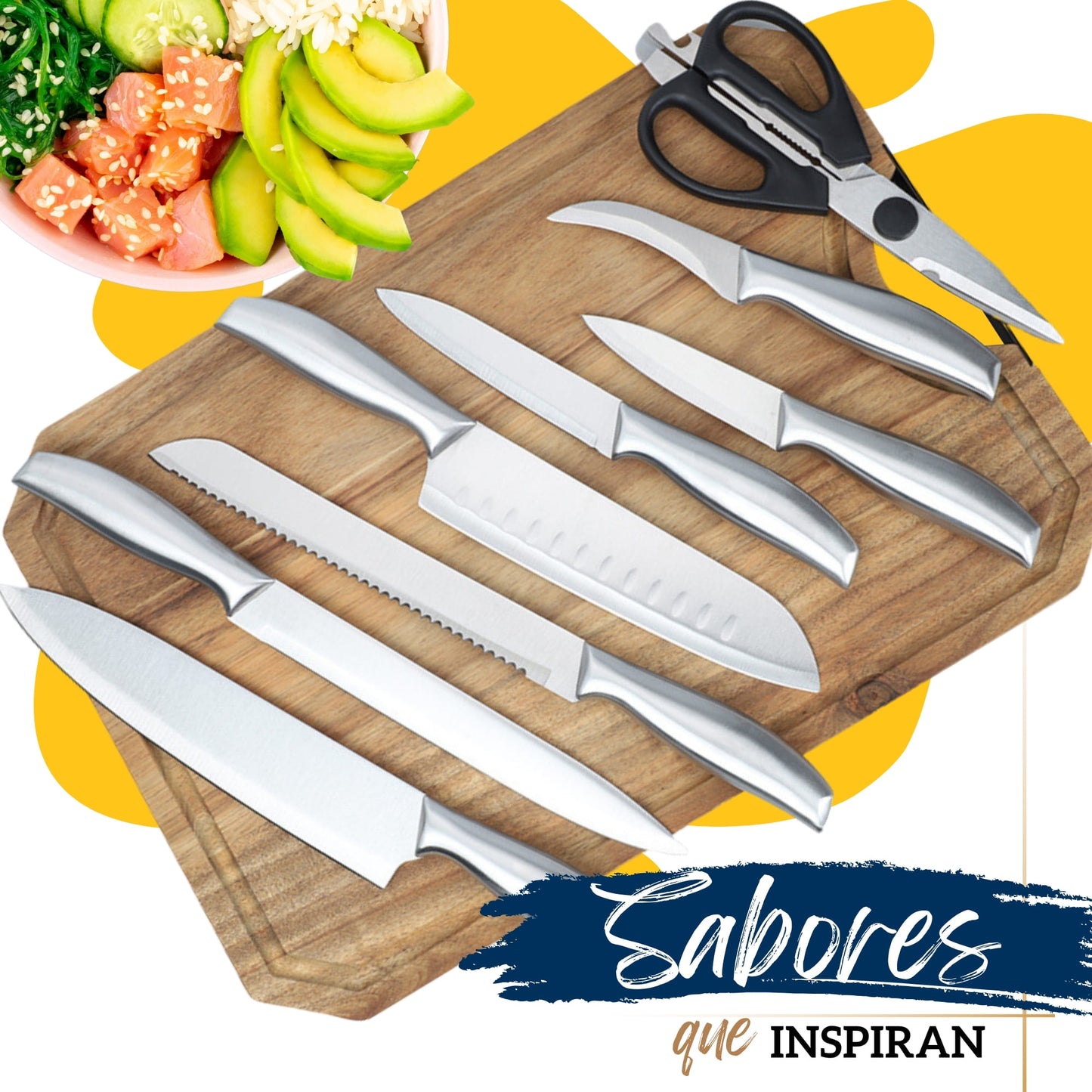Juego de Cuchillos Para Cocina Ecomlab De Acero Inoxidable