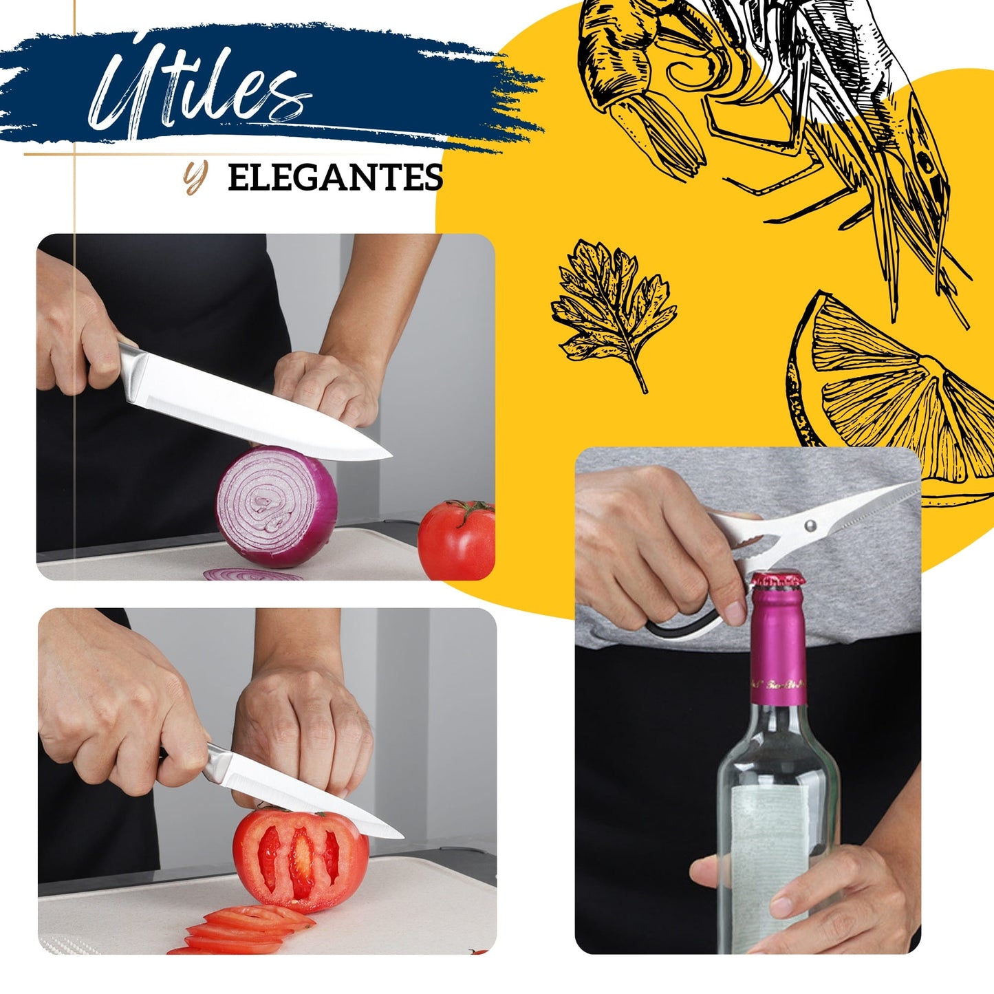Juego de Cuchillos Para Cocina Ecomlab De Acero Inoxidable