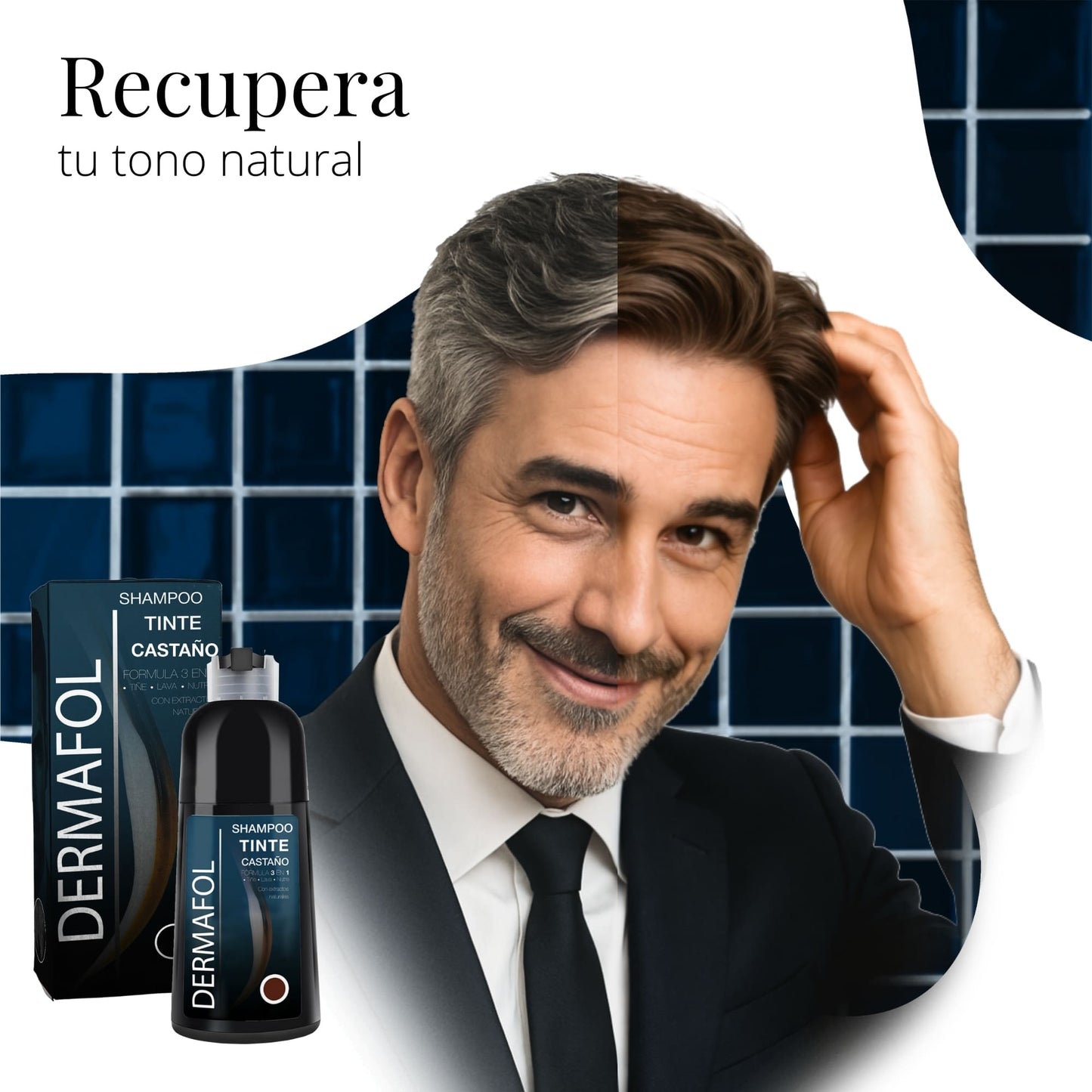 Shampoo Tinte Cabello Cubre Canas Dermafol 500ML