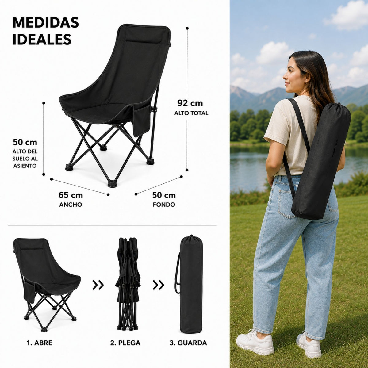 Silla Playa Plegable Camping Playa Ecomlab Para Exterior Portatil