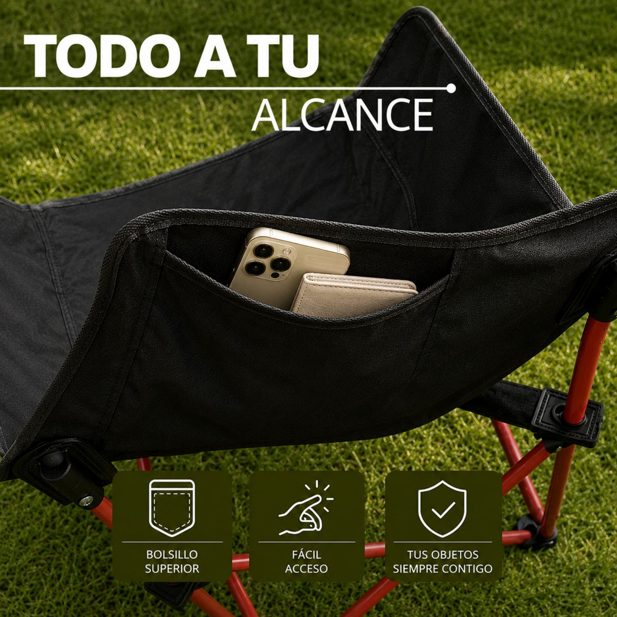 Silla Camping Plegable Ecomlab Portatil Para Exterior e Interior Ideal Playa, Picnic Extra-Cómoda GRATIS Bolsa Transportadora