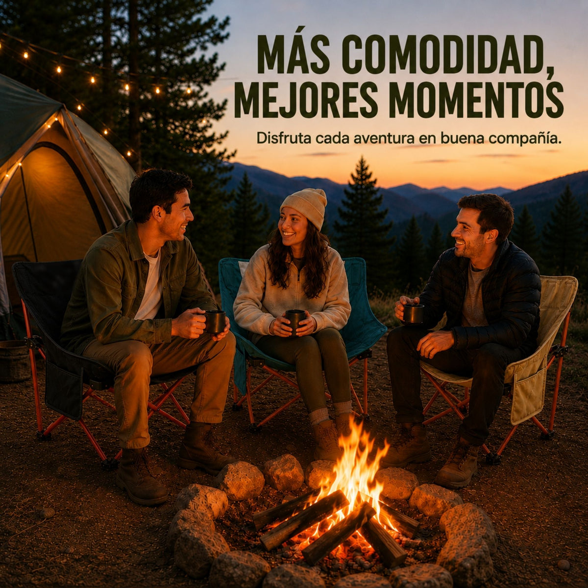 Silla Camping Plegable Ecomlab Portatil Para Exterior e Interior Ideal Playa, Picnic Extra-Cómoda GRATIS Bolsa Transportadora