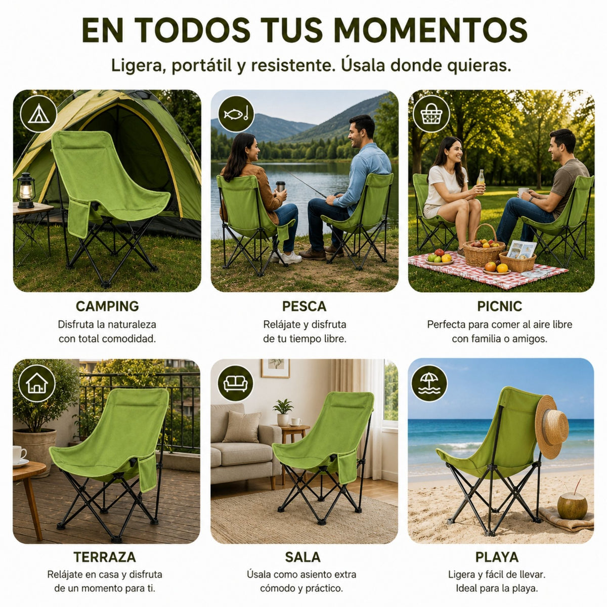 Silla Playa Plegable Camping Playa Ecomlab Para Exterior Portatil