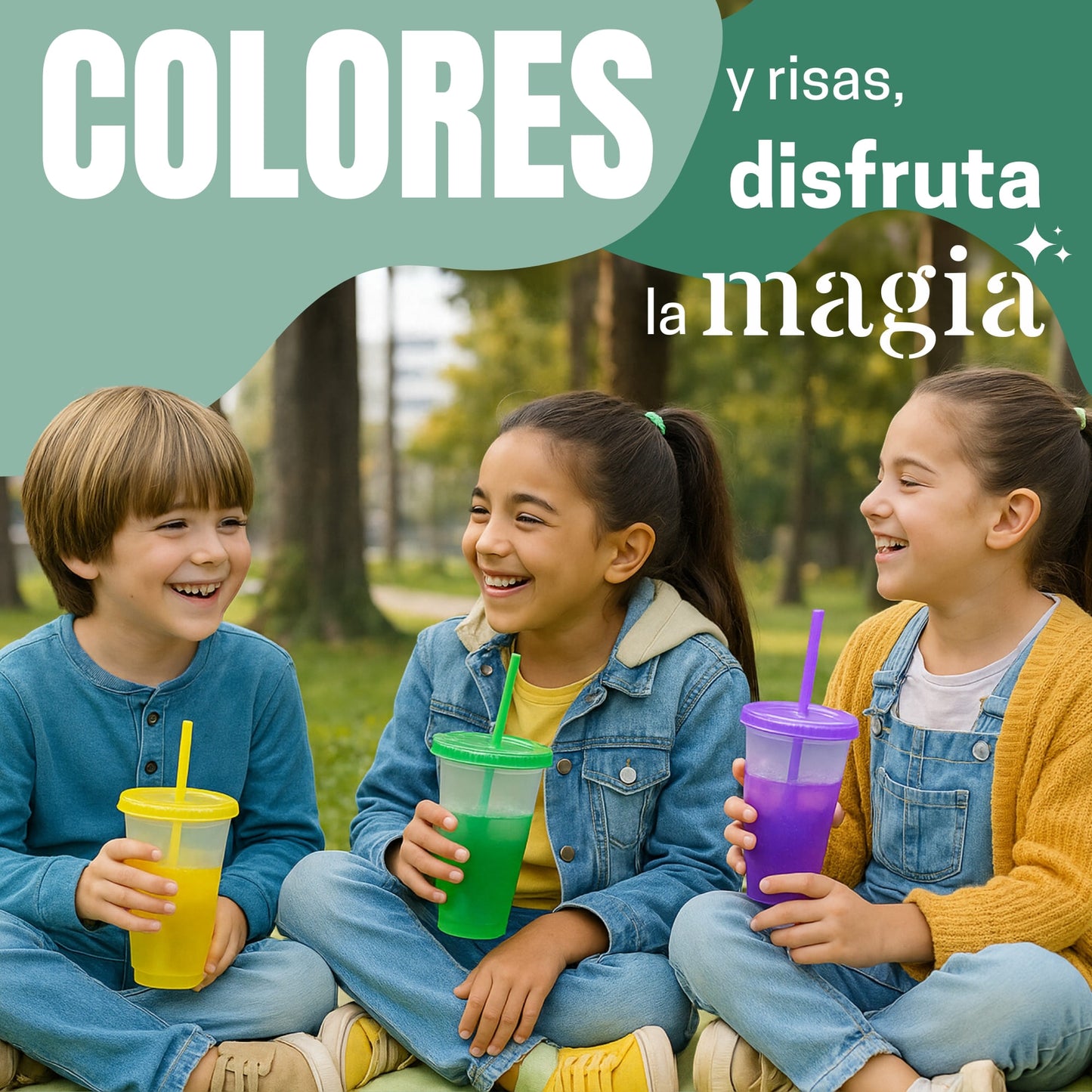 Vasos Magicos Con Tapa y Popote Cambian de Color 20 piezas