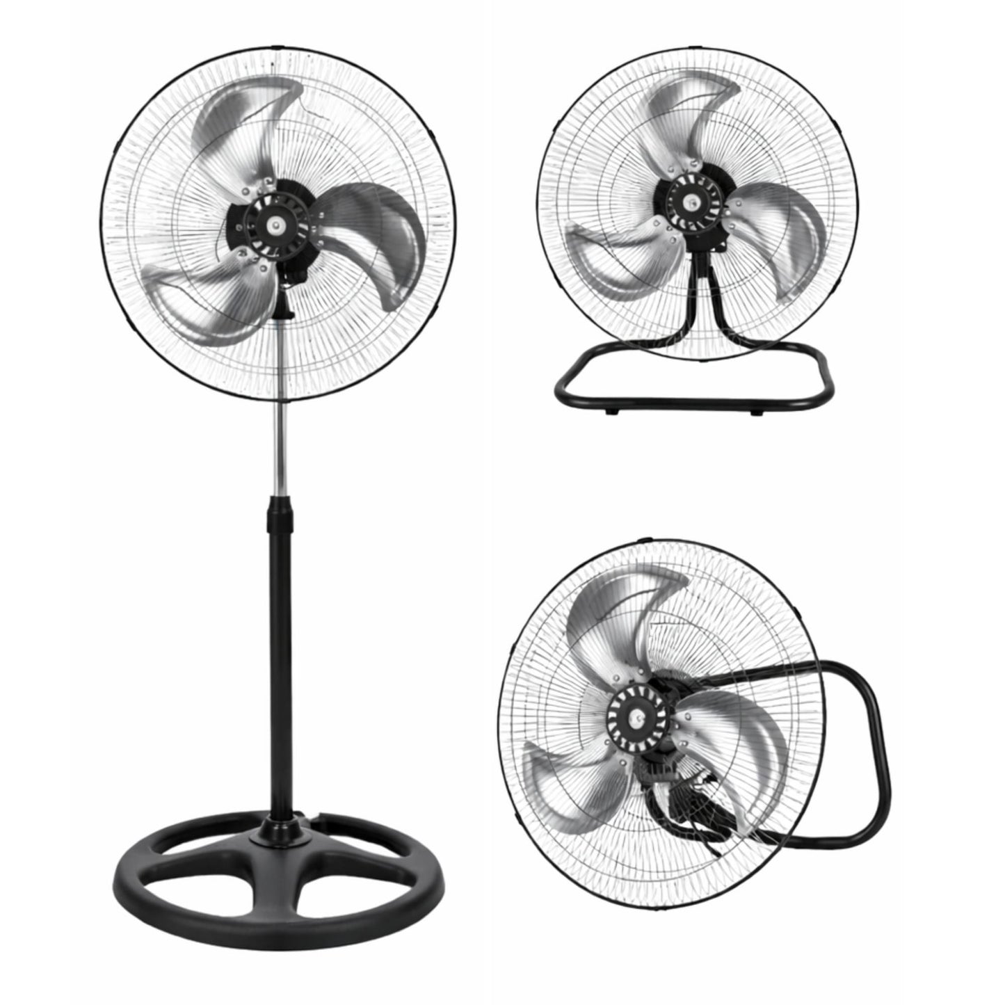 Ventilador 3 en 1 Metálico Multifuncional Pedestal, Piso o Muro 18 Pulgadas Paquete 1 Pieza Ecomlab