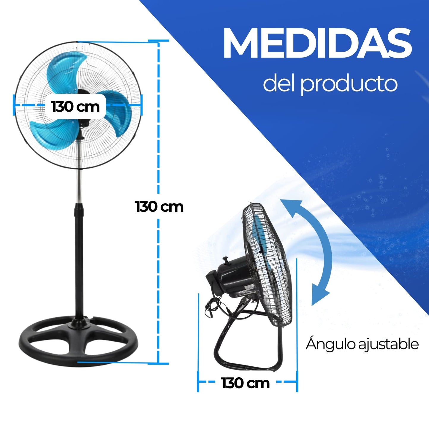Ventilador 3 en 1 Metálico Multifuncional Pedestal, Piso o Muro 18 Pulgadas Paquete 1 Pieza Ecomlab