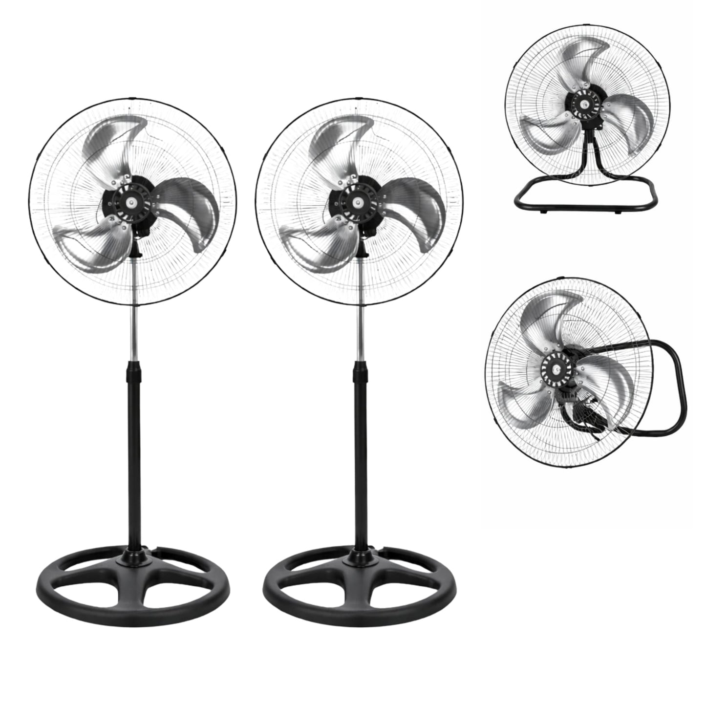 Ventilador 3 en 1 Multifuncional 2 Piezas Metálico Pedestal, Piso o Muro 18 Pulgadas Paquete 2 Piezas Ecomlab